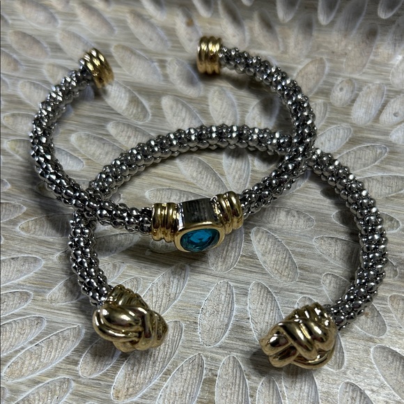 Jewelry - Silver and Gold Stackable Bracelets Set of 2